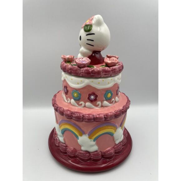 Hello Kitty Blue Sky Clayworks Ceramic Birthday Cake Canister Jar NWT - Picture 8 of 11